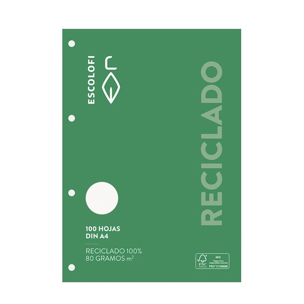 Recambios Escolofi reciclado Green A4 100 h 80 g