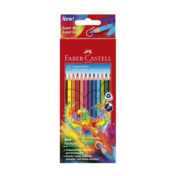 Lápices colores Ergonomics Faber Castell triangular. Caja 12 u