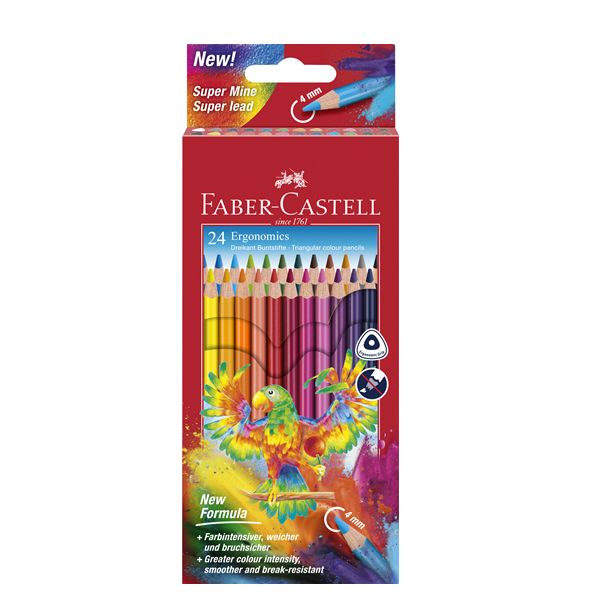 Lápices colores Ergonomics Faber Castell triangular. Caja 24 u
