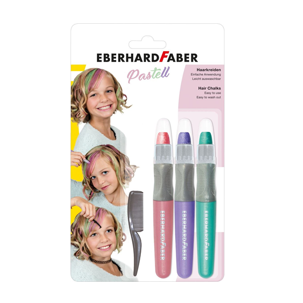 Tizas para el pelo Eberhard Faber pastel. Set de 3