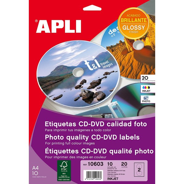 Etiq inkjet a4 cd-dvd 117mm 2/h 10h10603