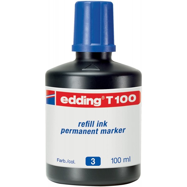 Tinta edding T100 100ml azul -permanente-