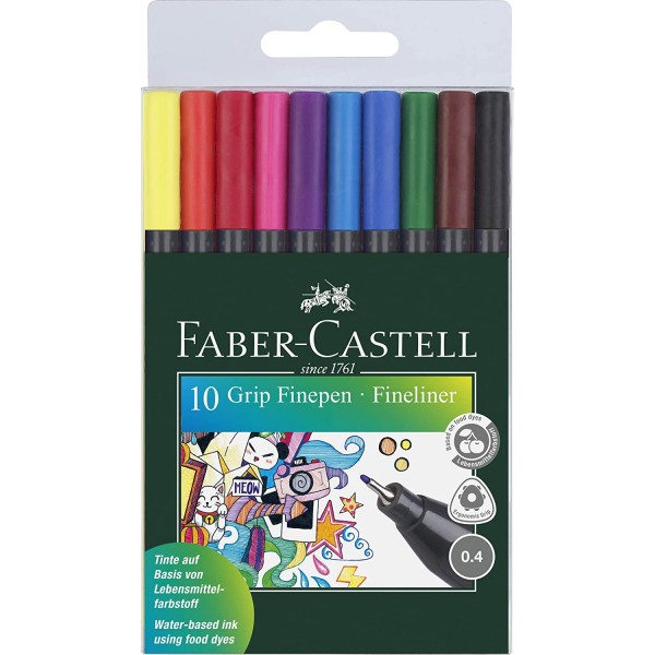 **Rotulador Faber Castell Grip Finepen Set 10 colore