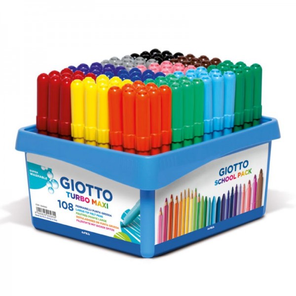Kit escolar de 108 rotuladores Giotto Turbo Maxi