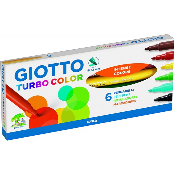 Caja 6 rotuladores Giotto Turbo color